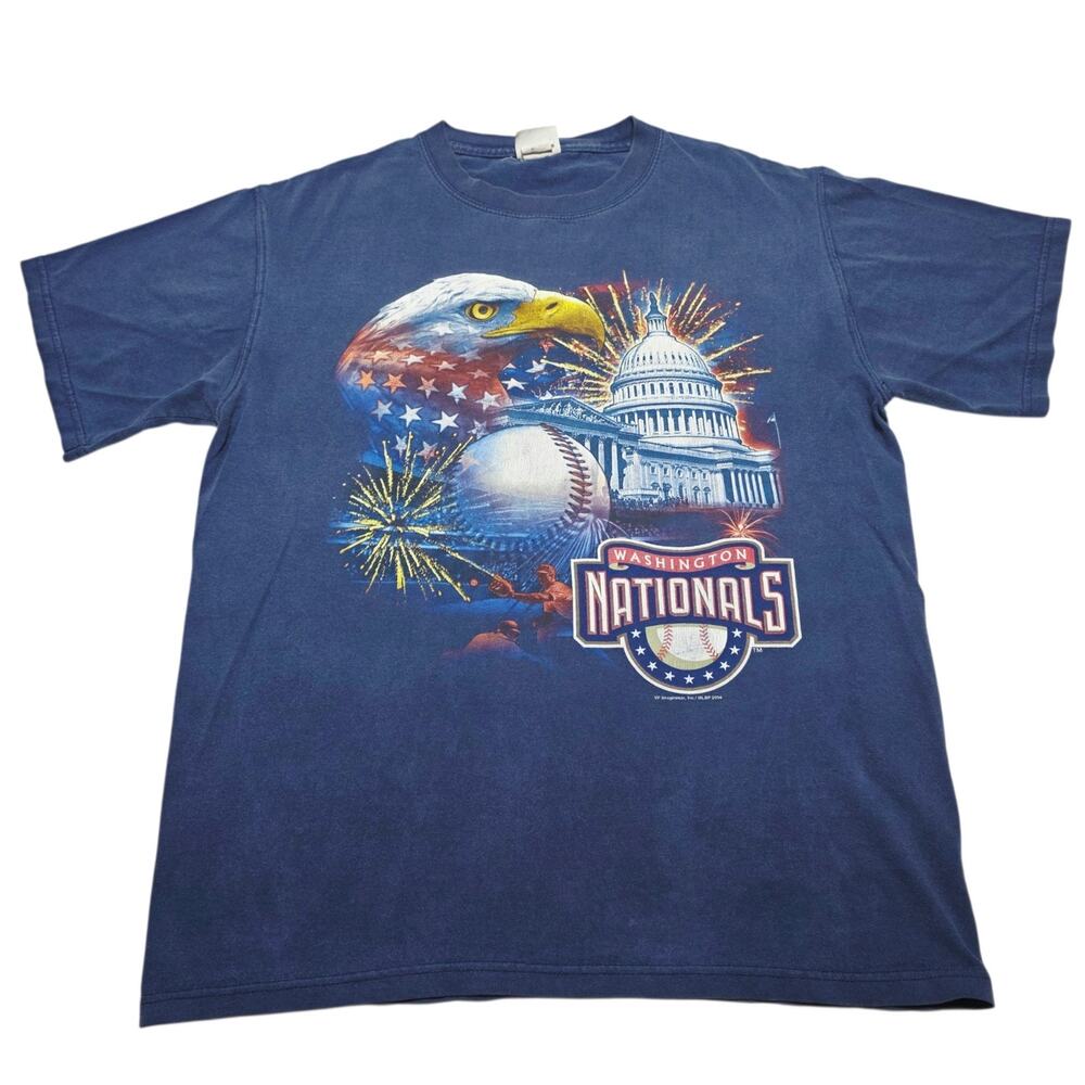 Vintage Washington Nationals MLB Baseball T-Shirt Blue 2004 Lee Y2k Size Medium\